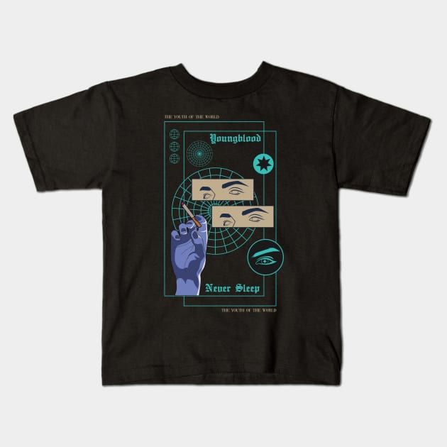 Young Blood Never Sleep Kids T-Shirt by OFM